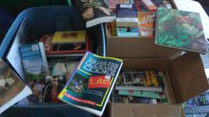 lot 456 image: Paperback Books with covered tote (2 boxes)