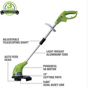 Greenworks 4 Amp 13 Corded Electric String Trimmer