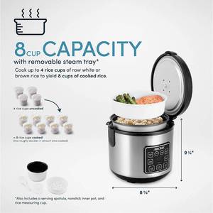 Aroma Housewares ARC-914SBD Digital Cool-Touch Rice Grain Cooker and Food Steamer, Stainless, Silver, 4-Cup