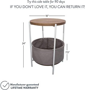 Nathan James Oraa Wood Side Table wFabric Storage