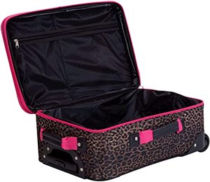 Rockland Jungle Softside Upright Luggage Set, Pink Leopard, 4-Piece