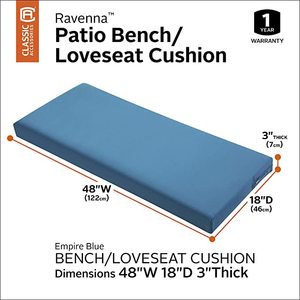 Ravenna Water-Resistant Patio BenchSettee Cushion, 48 x 18