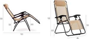 Amazon Basics Outdoor Adjustable Zero Gravity Folding Lounge Chair, Tan