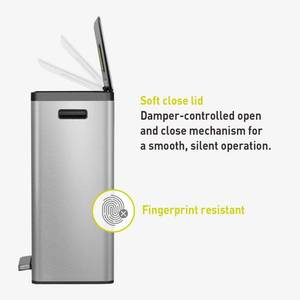 EKO EcoCasa II 36L24L Dual Compartment Kitchen Recycle Trash Can, Stainless Steel Finish