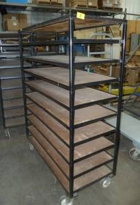 Warehousestorage cart on wheels with multiple shelves