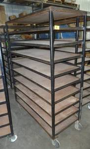 Warehousestorage cart on wheels with multiple shelves