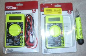 Two digital multimeters and chirper