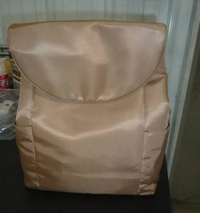 2 new womens handbags, shilvery tan with backpack straps, snap closure