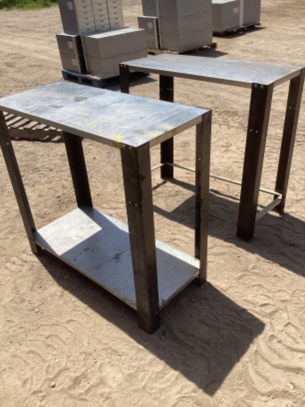 lot 82 image: 2 stainless steel shop shelves