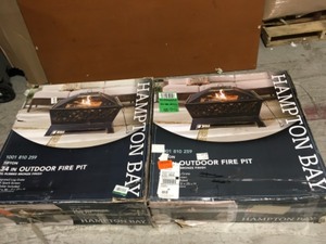 lot 13 image: Hampton Bay Tipton 34 in. Steel Deep Bowl Fire Pit in Oil Rubbed Bronze - Lot of 2 - Open Boxes - Review all pictures