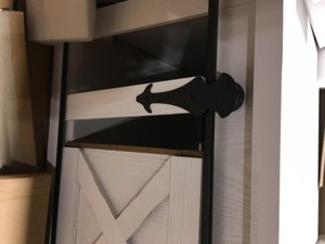 lot 14 image: StyleCraft 47 in. Antique WhiteBlack Large Rectangle Wood Coffee Table with Drawers - Drawer Damaged - Table Top Damaged and Sliding Door - Review all pictures