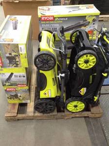 lot 33 image: Mix Lot of Ryobi Tools - Jet Fan Blowers and Battery Lawn Mowers Original Customer Returns Varius Conditions Review all pictures