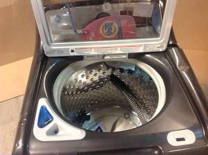 lot 51 image: 5.2 cu. ft. High-Efficiency Smart Diamond Gray Top Load Washer with Smart Dispense and Sanitize with Oxi, ENERGY STAR by GE Missing Push Button Customer Returns See Pictures