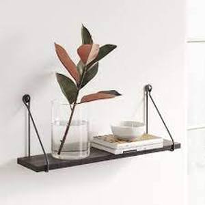 24 x 6 Walnut Wood Wall Shelf with Wire Black - Threshold