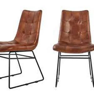 Ivers Black Metal Upholstered Dining Chair with Antique Brown Seat (Set of 2) (18.5 in. W x 34 in. H)