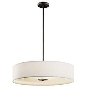 KICHLER 24 in. 3-Light Olde Bronze Transitional Kitchen Convertible Pendant Hanging Light