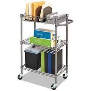 Alera ALESW322416SR 24 in. x 16 in. x 39 in. 500 lbs. Capacity 3-Shelf Wire Cart with Liners - Silver