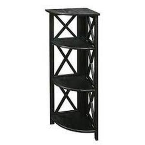 Montego 4-Shelf Corner Folding Bookcase-Black