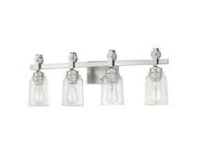 Home Decorators Collection Knollwood 4-Light Brushed Nickel Vanity Light with Clear Glass Shades