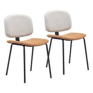 ZUO Worcester Beige, Brown, Black Polyurethane Dining Side Chair Set of 2