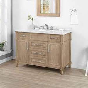 Home Decorators Collection Aberdeen 48 in. W x 22 in D Vanity in Antique Oak with Carrara Marble Vanity Top in White with White Basin