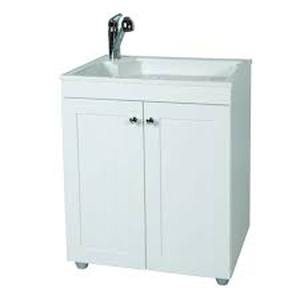 Glacier Bay All-in-One 27 in. W x 34 in. H x 22 in. D Composite Laundry Sink with Faucet and Storage Cabinet