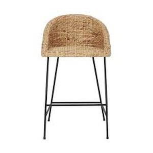 StyleWell Black Metal Bar Stool with Back and Natural Seat (21.42 in. W x 38.25 in. H)