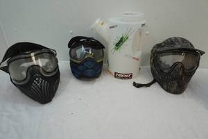 lot 173 image: paint ball face masks, paint ball jug