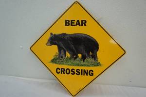 lot 187 image: bear crossing tin sign
