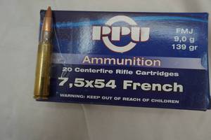 lot 207 image: ppu 7,5 x54 French rifle cartridges