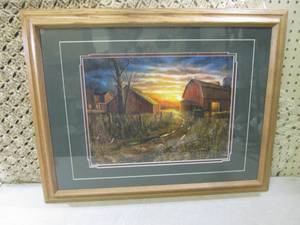 lot 127 image: (D-1) Framed Jim Hansel Farm Scene ...