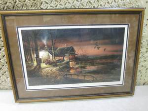 lot 128 image: (D-1) Framed Terry Redlin Hunters...