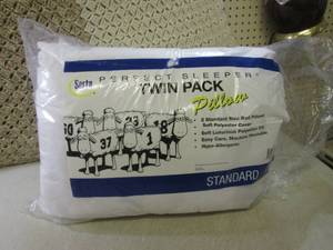 lot 156 image: (A-3T) Serta Twin Pack Standard Pil...