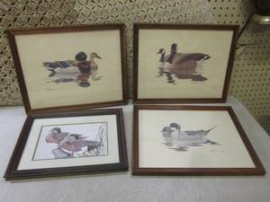 lot 191 image: (C-3) 4 Vintage Framed Duck Prints...