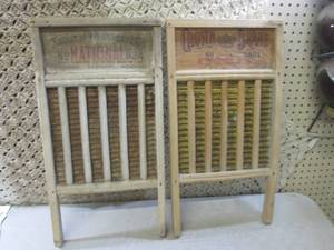 lot 15 image: (C-1) 2 Vintage Washboards...