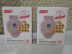lot 66 image: (EC1) 2 Bunny Mini Waffle Makers Ne...