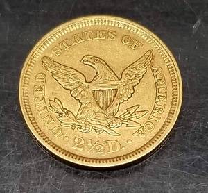 1853 US $2.50 GOLD LIBERTY AU