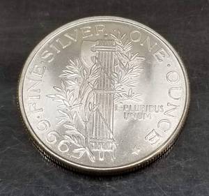 1 TROY OZ .999 FINE SILVER MERCURY DIME DESIGN