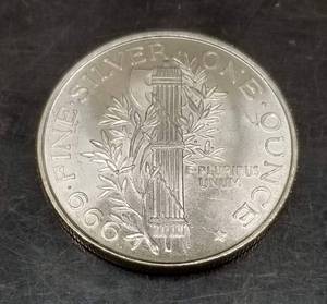 1 TROY OZ .999 FINE SILVER MERCURY DIME DESIGN