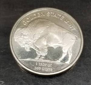 1 TROY OZ .999 FINE SILVER INDIAN BUFFALO ROUND