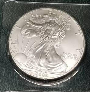 2002 AMERICAN SILVER EAGLE 1 TROY OZ .999 FINE SILVER DOLLAR