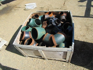 Crate of Large Pipe Ts, Elbows & Flanges