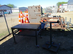 Rolling Stand & Steel Shop Table 3x4x3