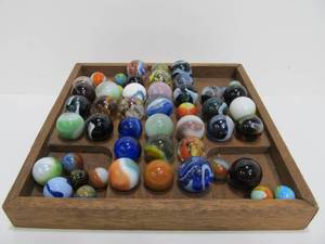 Group of Larger Sized Vintage Marbles on Custom Display Board