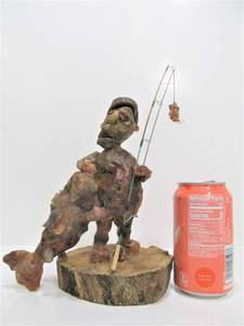 Hand Made Fisherman Sculpture Made from Natural Agates - Cat Fishin