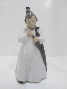 Vintage ROYAL COPENHAGEN Denmark Porcelain Figure - Boy with Umbrella