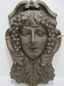 Large Cast Iron Womans Face Sculpture&nbsp