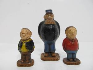 Orig Vintage 1940s Katzenjammer Kids Comic Book Toy Figures - Fritz, Hans &amp The Captain