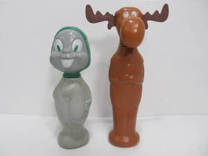 Vintage ROCKY &amp BULLWINKLE Character Soaky Bottles