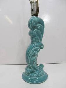 Mid Century Turquoise Art Pottery Table Lamp